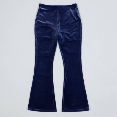 Owillo® Girls' Velour Flare Pants - Blue M