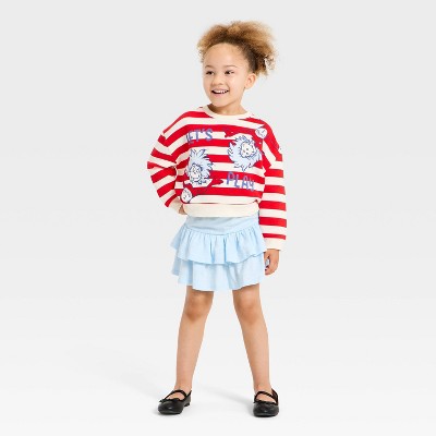 Toddler Girls' 2pc Dr. Seuss Thing 1 Thing 2 Sweatshirt & Skirt Set - Red 2T