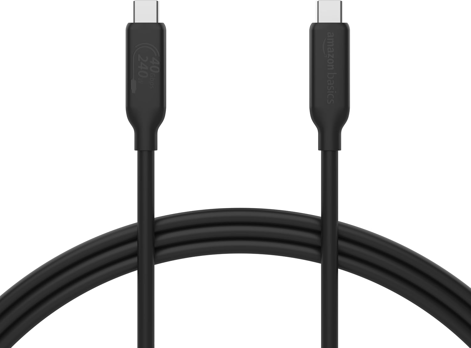 Amazon Basics USB-C to USB-C 4 Fast Charger Cable, 40 Gbps, 8K Video, 240W, USB-IF Cert, Thunderbolt 4/3 Compatible, for Apple iPhone 16/15, iPad, Samsung Galaxy, Tablets, Laptops, 3.3 foot, Black