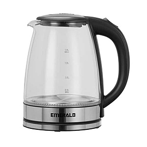 Emerald 1.8L 1100W Electric Water Glass Kettle w/ Blue LEDs $18 + Free S&H