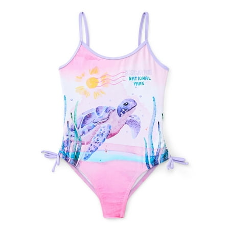 National Parks Girls Turtle One Piece Swimsuit, Sizes 4-12