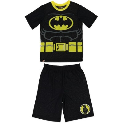 LEGO Batman Big Boys’ 2-Piece Polyester T-Shirt & Short Pajama Set, Black/Yellow, 8