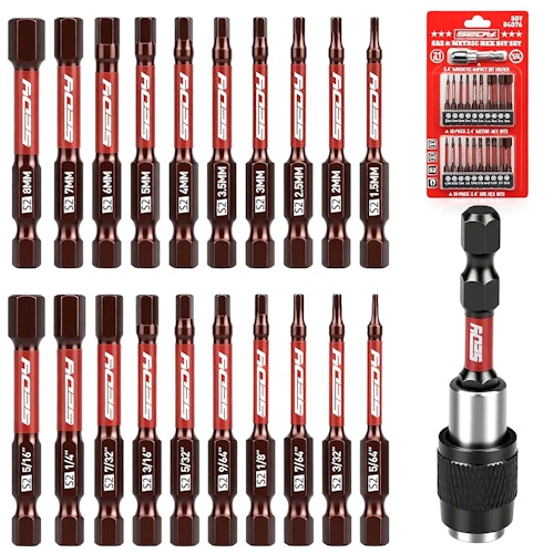 21-Piece 2.5" Hex Head Allen Wrench Drill Bit Set