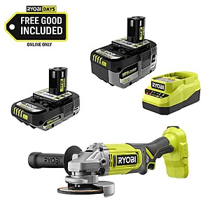 Ryobi ONE+ 18V 4.5" Angle Grinder w/ 4Ah HP Battery + 2Ah HP Battery + Charger $99 + Free S&H