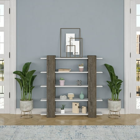 Ada Home Decor Sultan Multiple Tier Open Shelf Modern Bookcase, Walnut/White