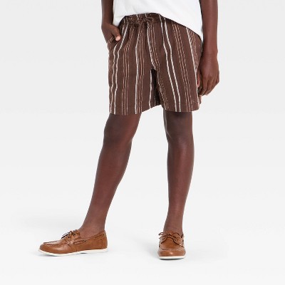 Boys' Striped Woven Pull-On Shorts - art class™ Brown L