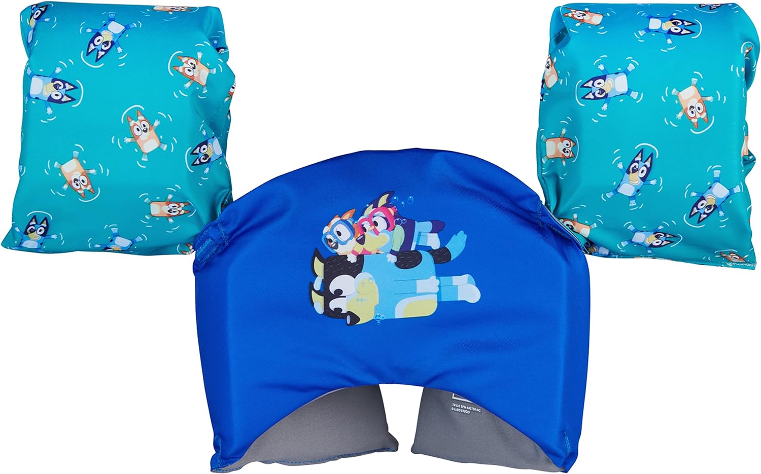 SwimWays Bluey Swim Trainer, US Coast Guard Approved Life Vest, Kids Swim Vest and Swimming Aid, Bluey Arm Floaties & Life Jackets for Kids 33-55 lbs