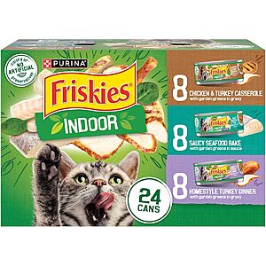 Select Accts: 24-Pk 5.5-Oz Purina Friskies Indoor Wet Cat Food (Variety Pack) 2 for $22.05 w/ S&S + Free S&H