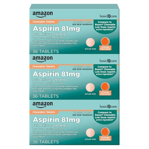 108ct Amazon Basic Care Low Dose Aspirin Chewable Tablets (81mg) Amazon