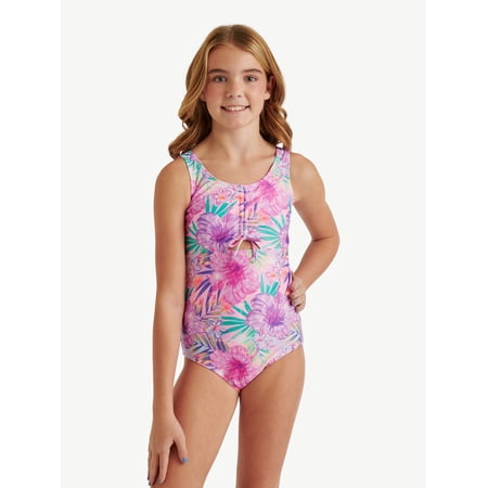 Justice Girls One Piece Center Cinched Swimsuit, sizes XS-XL