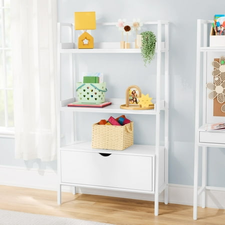 BYO Kids Ladder Bookcase with Drawer, White