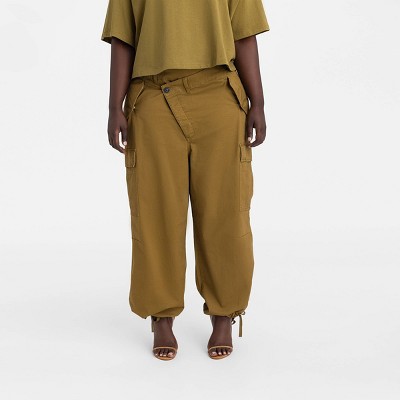 KBB by KAHLANA Women's Mid-Rise Straight Leg 'The Cargo Jogger' - Tan 1X