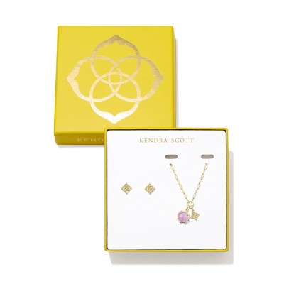 Kendra Scott Landon Charm Necklace And Stud Earring Gift Set - Gold/Amethyst