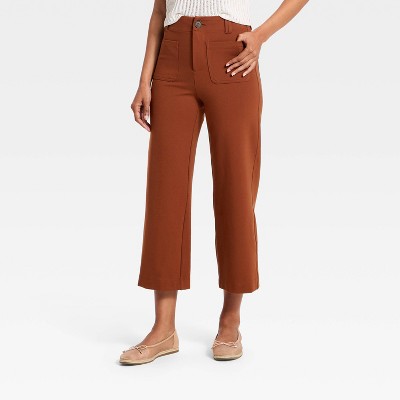 Women's Sailor Straight Leg Cropped Pants - A New Day™ Brown 0