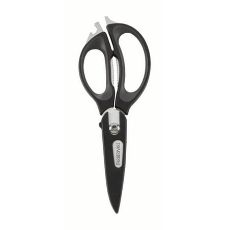 Farberware 4 in 1 Stainless Steel Scissors with Nonslip Handles, Black and Gray