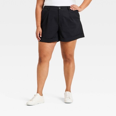 Women's High-Rise Luxe Linen Tailored Shorts - A New Day™ Black 17