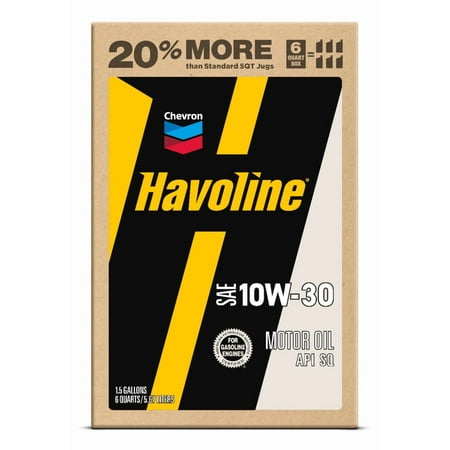 Chevron Havoline Conventional Motor Oil 10W-30, 6 Quart Smart Change Box