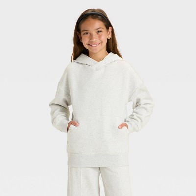 Girls' Oversized Fleece Hoodie Sweatshirt - art class™ Gray XS
