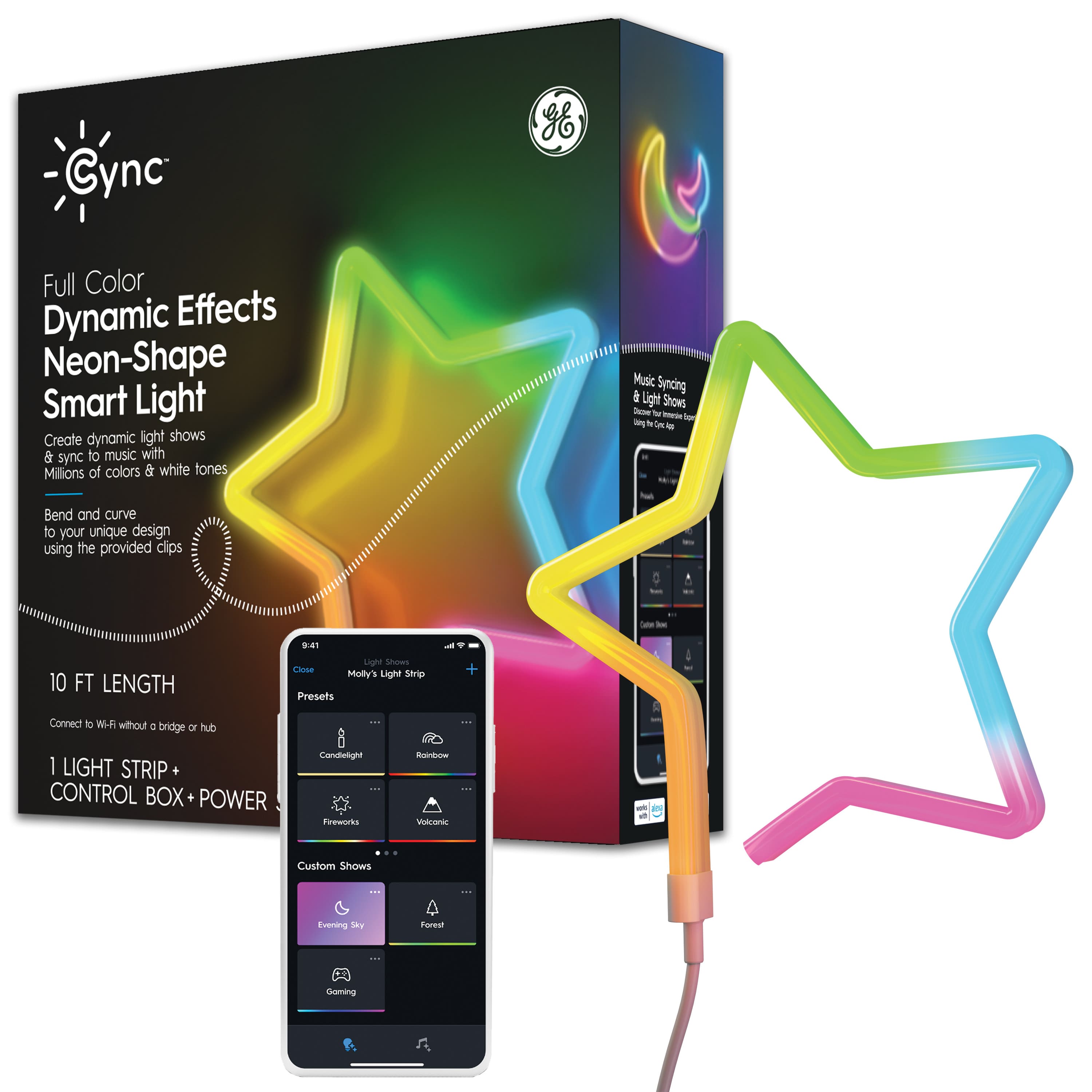 Cync - 10 Foot Dynamic Effects Smart LED Neon Shape Light - Color Changing - Full Color