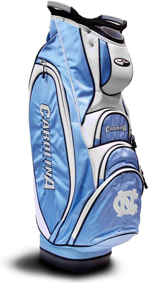 Team Golf NCAA North Carolina Tar Heels Victory Golf Cart Bag, 10-way Top with Integrated Dual Handle & External Putter Well, Cooler Pocket, Padded Strap, Umbrella Holder & Removable Rain Hood