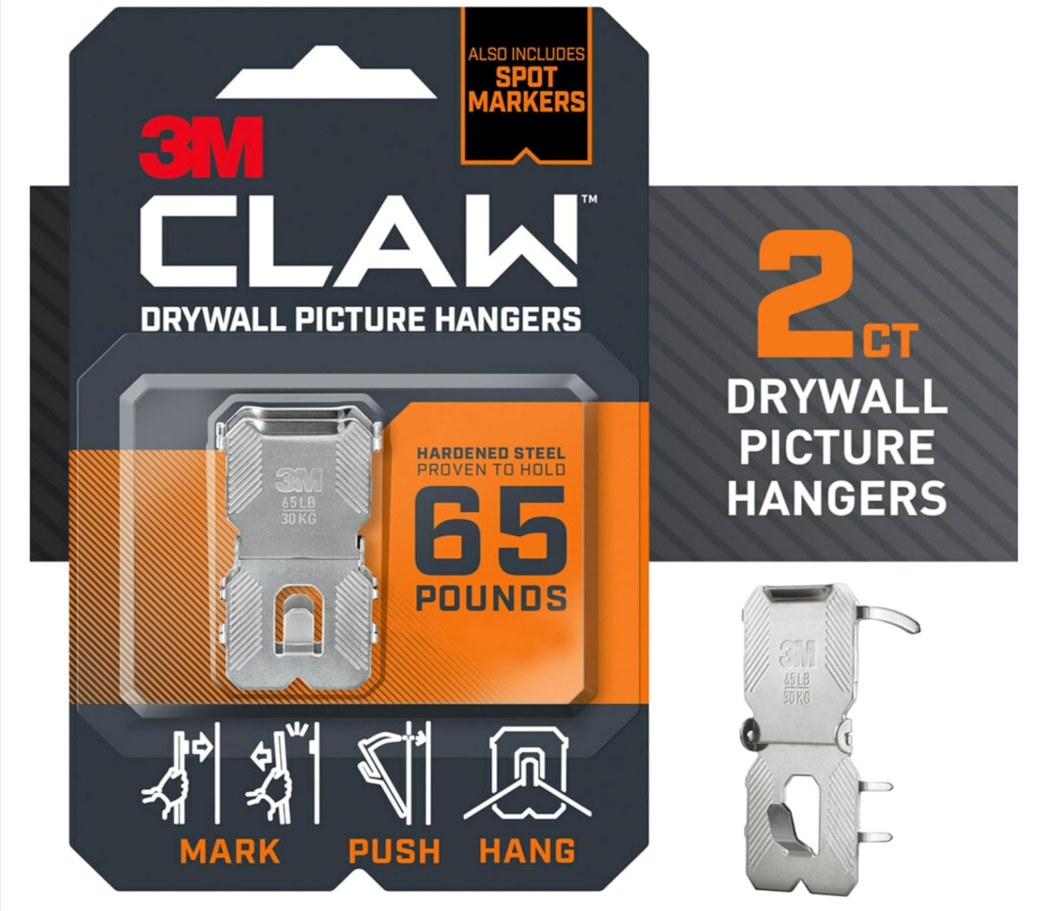 2-Pack 3M Claw Drywall Picture Hanger (65 lbs) Amazon