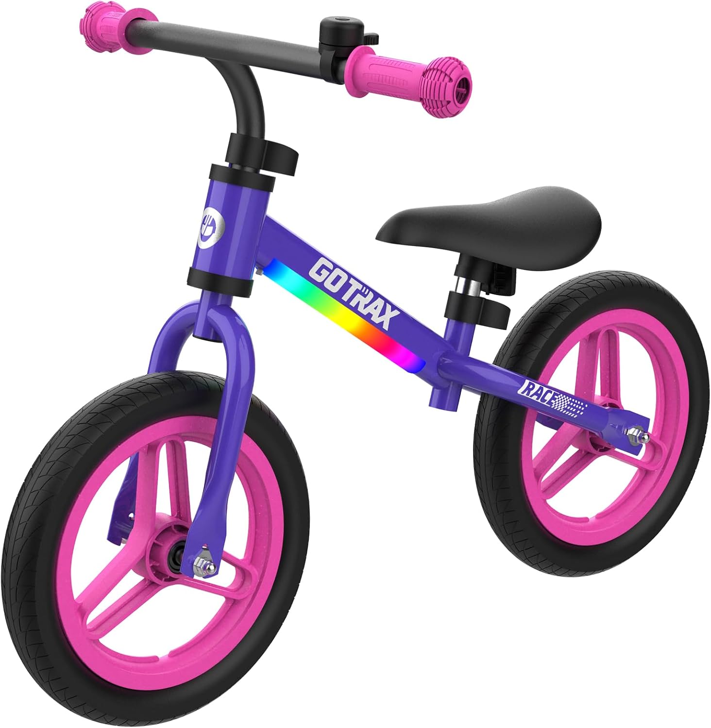 Gotrax KS12 Balance Bike, 12" Toddlers Push Bike with LED Light, Adjustable Seat & Handlebar, Flat-Free Tires & Easy Assembly Kids Bicycle, Lightweight & No Pedal, Gift for Boys Girls, Purple