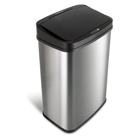 Nine Stars Automatic Kitchen Trash Can, 13.2 Gallon Stainless Steel Motion Sensor Garbage Bin with Soft Close Lid, Black