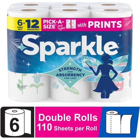 Sparkle Pick-a-Size Paper Towels, Multi-Color, 6 Double Rolls