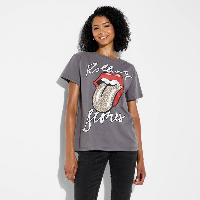Women's The Rolling Stones Leppard Short Sleeve Graphic T-Shirt - Gray M