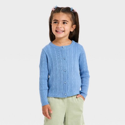 Toddler Girls' Pointelle Cardigan - Cat & Jack™ Blue 4T