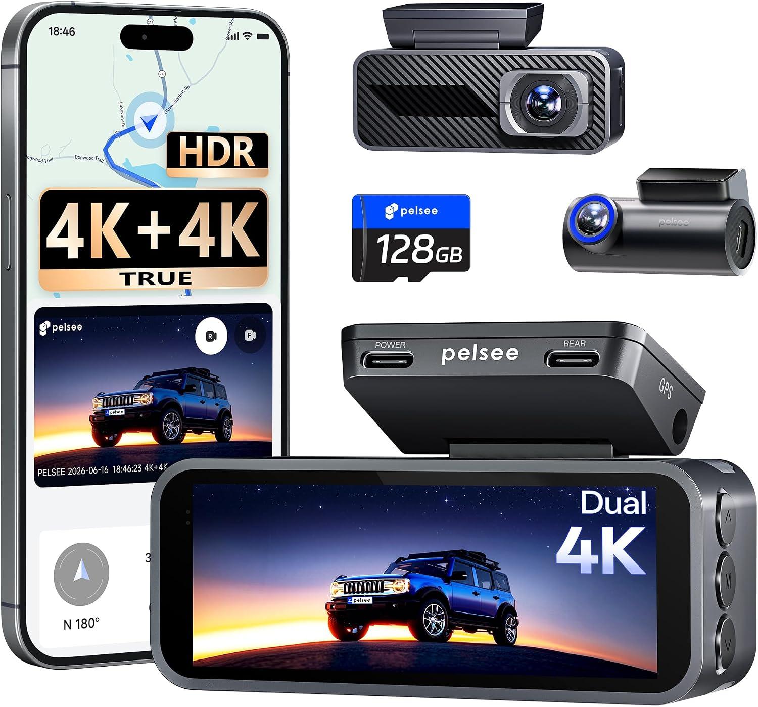 Pelsee S1 Pro Dual Native 4K Front & Rear Dash Cam Amazon