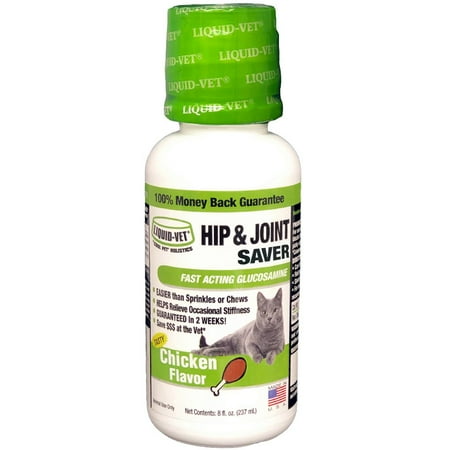 Liquid-Vet Hip & Joint Saver Supplement for Cats with Glucosamine, Chicken, 8 oz.