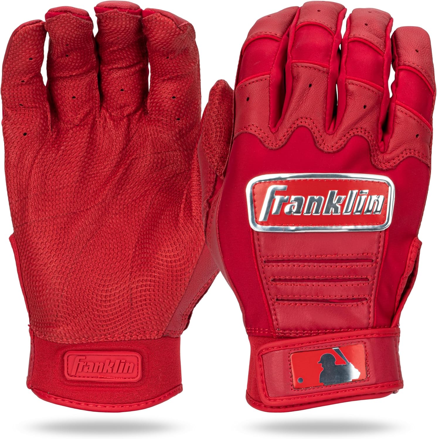 Franklin Sports MLB Baseball Batting Gloves - CFX Pro Adult + Youth - Baseball + Softball Chrome Red, Youth Small