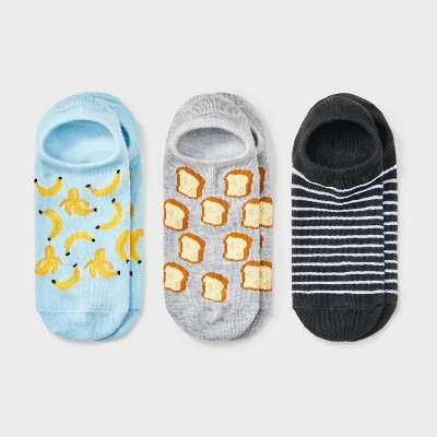 Women's Banana 3pk Liner Socks with Gel Grippers - Blue 4-10