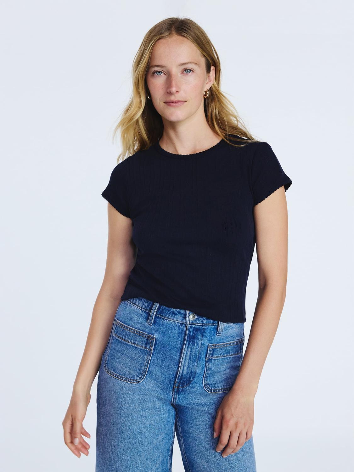 Free Assembly Women's Pointelle Mini T-Shirt Walmart