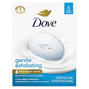 Select Accts: 8-Ct 3.75-Oz Dove Beauty Bar Soap (Gentle Exfoliating) 3 for $20.10 w/ S&S + Free S&H