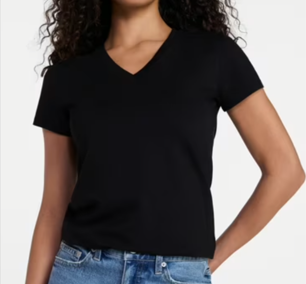 Time and Tru Women's Slim V Neck Tee with Short Sleeves Walmart
