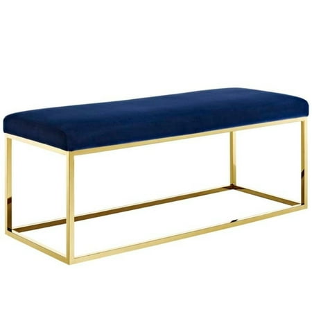 Modway Anticipate Fabric Bench in Gold Navy