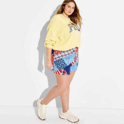 Women's Mixed Print Graphic Jogger Shorts - 1X