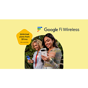 Select New Google Fi Accounts: Savings on any Unlimited Plan for 12 months 75% Off (Must Bring Your Own Phone)