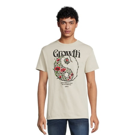 Growth Floral Yin Yang Men's Graphic Tee with Short Sleeves, Sizes S-3XL