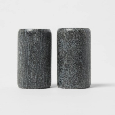 2pc Marble Salt and Pepper Shaker Set Gray - Threshold™: 3" Tall, Spot Clean, Tableware, 2 Pieces
