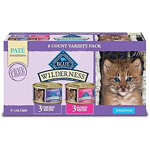 6-ct 3-oz Blue Buffalo Wilderness Kitten Food (Chicken & Salmon) $2.55 w/ S&S