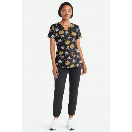 Winnie The Pooh Women's Graphic Scrub Top, Sizes S-3XL