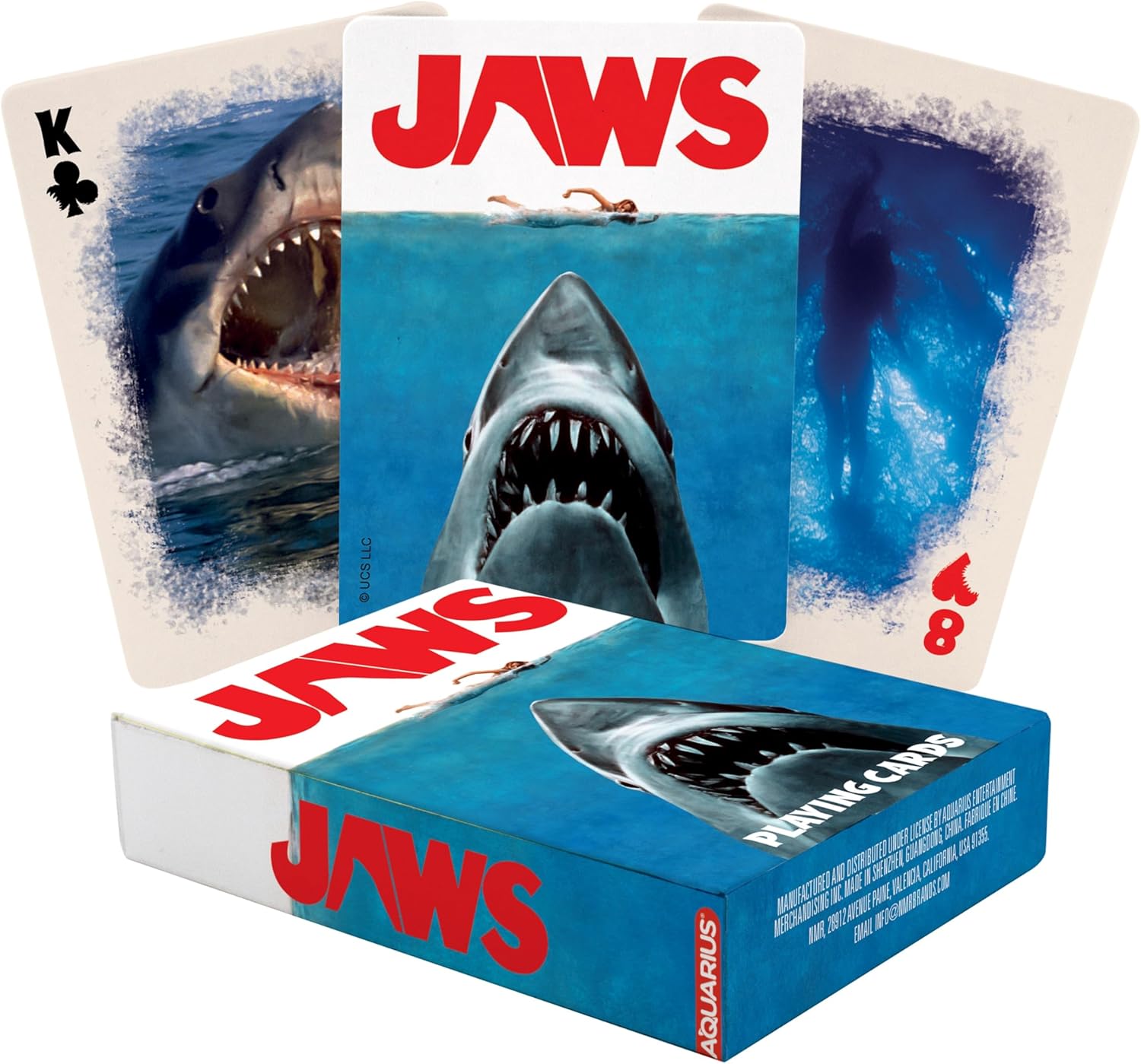 Aquarius Jaws Playing Cards Standard Size – Themed Novelty Deck with 52 Unique Shark Designs – Collectible Merchandise Gift for Teens and Adults