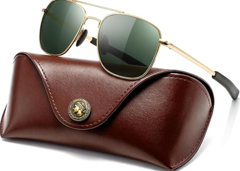 SUNGAIT Real Glass Lens Military Style Pilot Sunglasses Amazon
