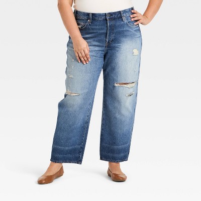 Women's Mid-Rise Boyfriend Jeans - Universal Thread™ Vintage Medium Destroy 20