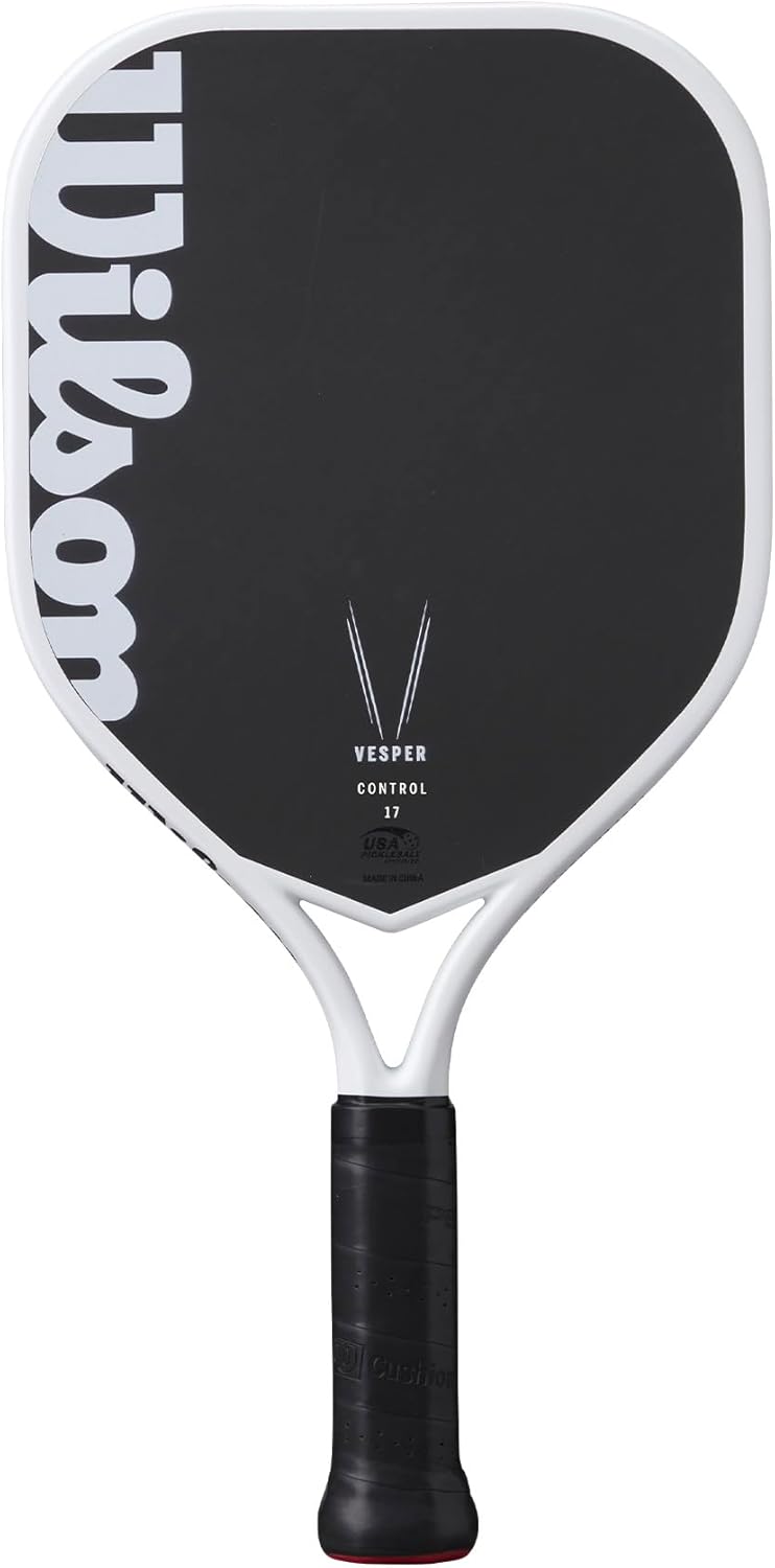Wilson Vesper Control 17 Pickleball Paddle - Black/White, Grip Size 1-4 1/8"
