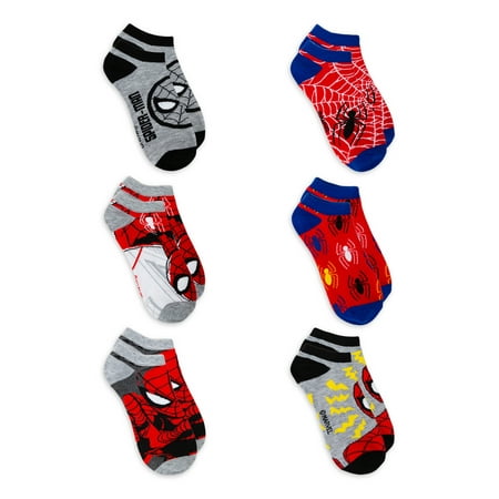 Spiderman Boys No Show Socks, 6-Pack