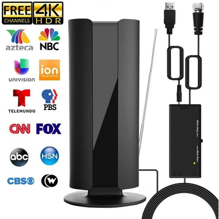 Camkey Black TV Antenna 150 Miles Long Range with Built-in Amplifier,16.5ft Long Coax Cable Digital HDTV Antenna